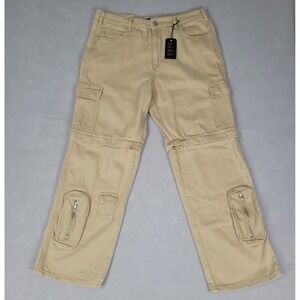 NEW Forever 21 Cargo Pants Men's 36x31 Taupe Convertible Shorts Straight Fit Y2K